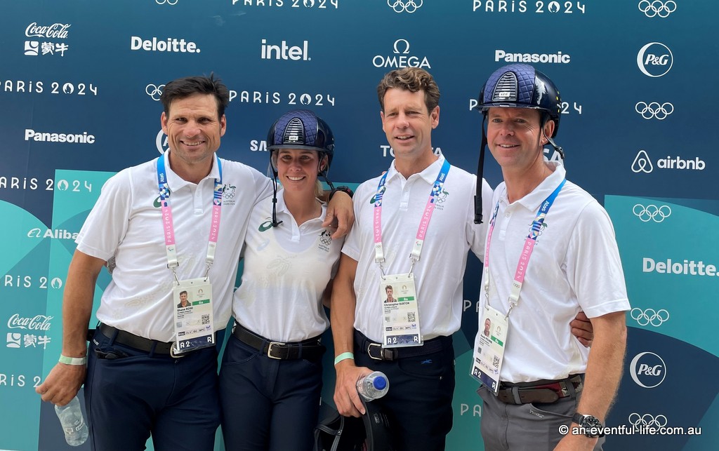 Australian eventing team members Shane Rose, Shenae Lowings, Chris Burton and Kevin McNab at Paris 2024 Olympic Games | An Eventful Life