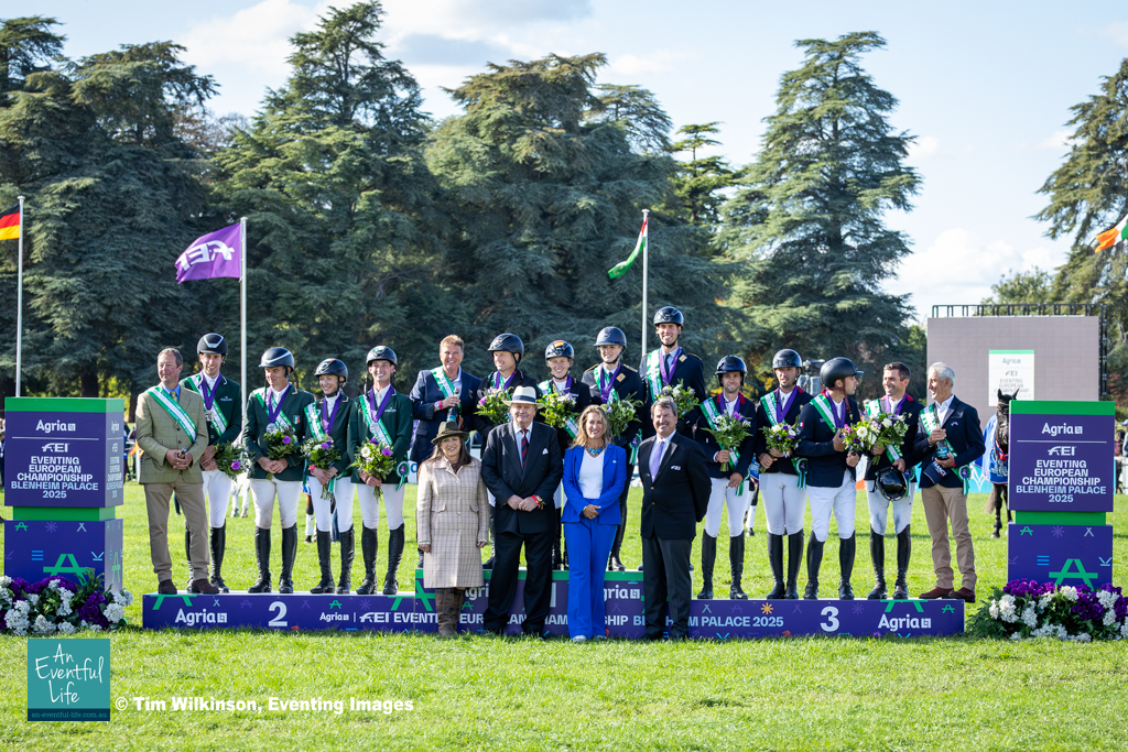 Team podium 2025 FEI Eventing European Championship at Blenheim Palace | Gold Germany, silver Ireland, bronze France | An Eventful Life