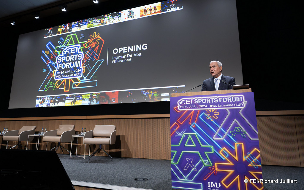 Fédération Equestre Internationale (FEI) President Ingmar De Vos opens the 2024 FEI Sports Forum in Lausanne | An Eventful Life