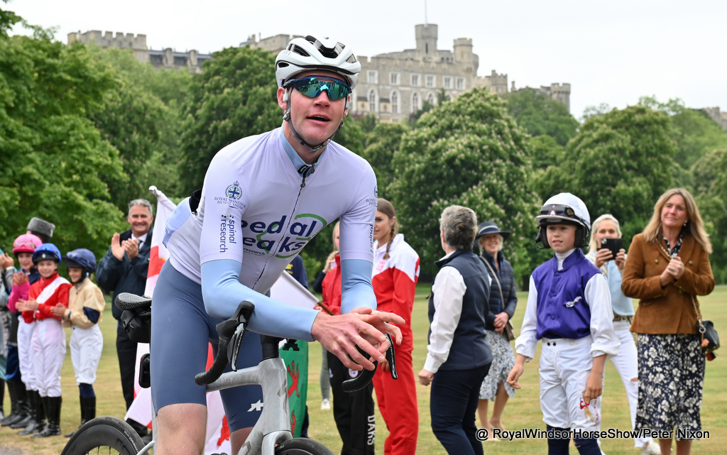 Tom March completes his remarkable Pedal3Peaks Challenge in support of Spinal Research, the Royal Windsor Horse Show’s official charity