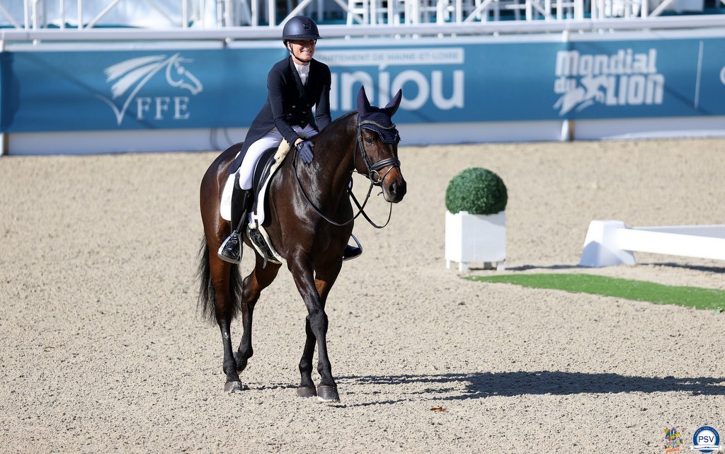 Lara De Liedekerke-Meier riding Helios leads the 7-Year-Old class after first day of dressage at 2025 FEI WBFSH Eventing World Young Horse Championships at Le Mondial Du Lion | An Eventful Life
