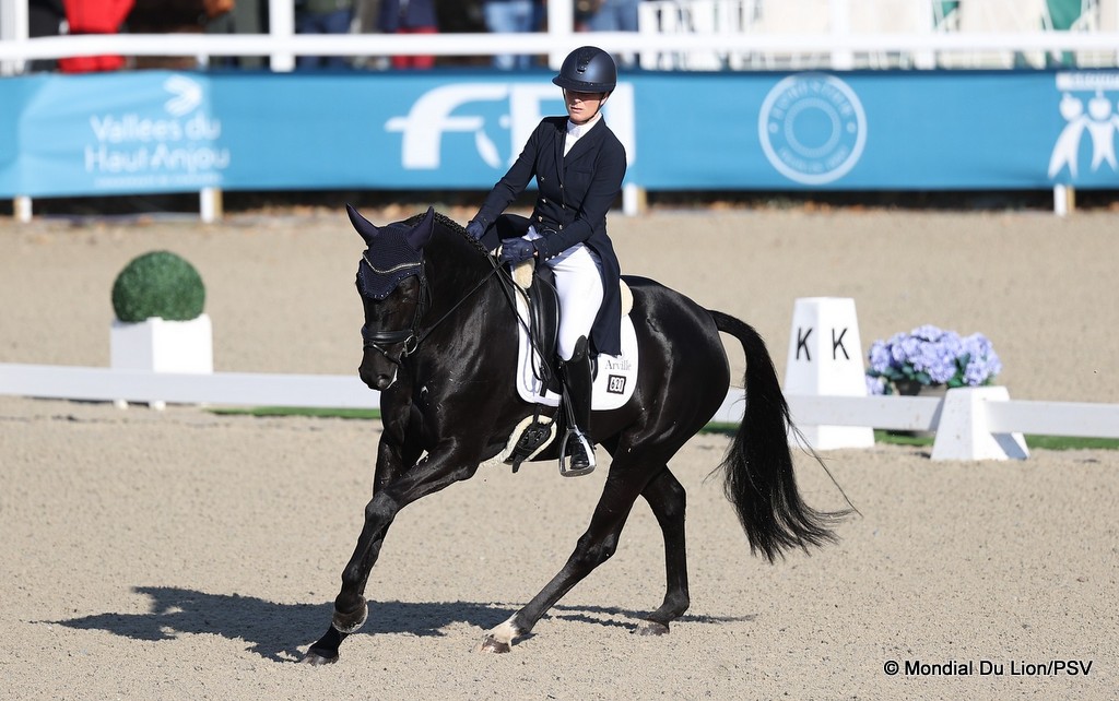 Lara De Liedekerke-Meier riding Tara van het Leliehof in the 6-Year-Old class dressage at 2025 FEI WBFSH Eventing World Young Horse Championships at Le Mondial Du Lion | An Eventful Life