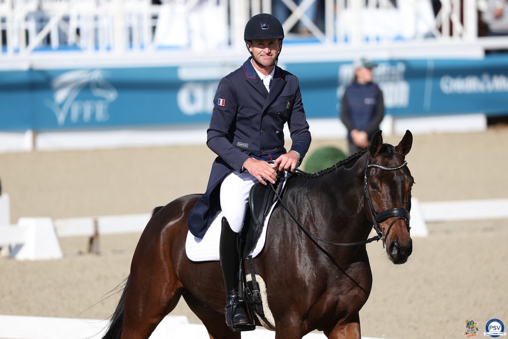 Tom Carlile (FRA) riding Iam Du Loir in the 7-Year-Old class after first day of dressage at 2025 FEI WBFSH Eventing World Young Horse Championships at Le Mondial Du Lion | An Eventful Life
