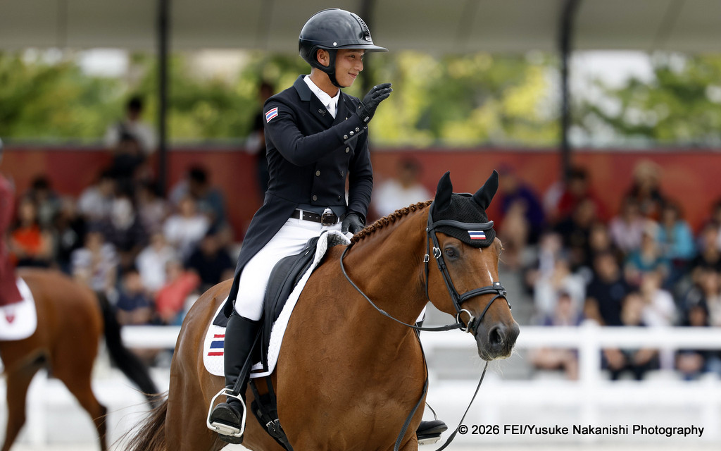 Korntawat Samran riding Billy Elmy during dressage for the Eventing at 20th Asian Games Aichi-Nagoya 2026 (21-23 September) | An Eventful Life