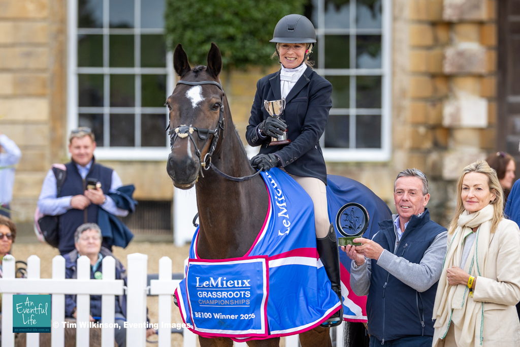 Philippa Hendry rides Flyer Des Coupeaux during presentations for the British Eventing BE100 Grassroots Championships at Badminton Horse Trials 2026 | An Eventful Life