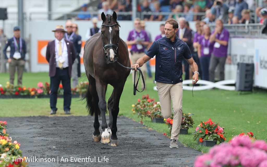 Will Coleman (USA) presents Diabolo for the 2nd horse inspection for the eventing at 2026 FEI World Championships Aachen | An Eventful Life