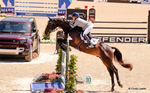 Bec Braitling rides Caravaggio in the CCI5* eventing showjumping at Defender Kentucky Three Day Event 2025 | An Eventful Life