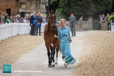 Caroline Powell presents Greenacres Special Cavalier during the first horse inspection for the CCI5* eventing at MARS Badminton Horse Trials 2025 | An Eventful Life