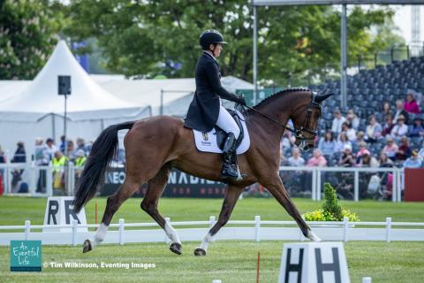 Caroline Powell rides High Time during the dressage for the CCI5* eventing at MARS Badminton Horse Trials 2025 | An Eventful Life