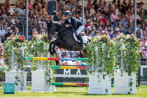 Tim Price rides Viscount Viktor during the showjumping for the CCI5* eventing at MARS Badminton Horse Trials 2025 | An Eventful Life