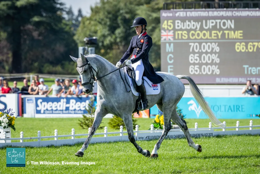 Bubby Upton rides Its Cooley Time during dressage at the 2025 FEI Eventing European Championship at Blenheim Palace | An Eventful Life