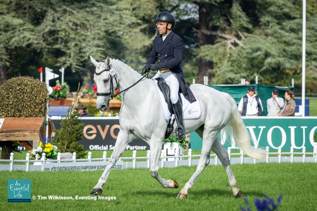 Christian Chabot rides Flora-B-Lux during dressage at the 2025 FEI Eventing European Championship at Blenheim Palace | An Eventful Life