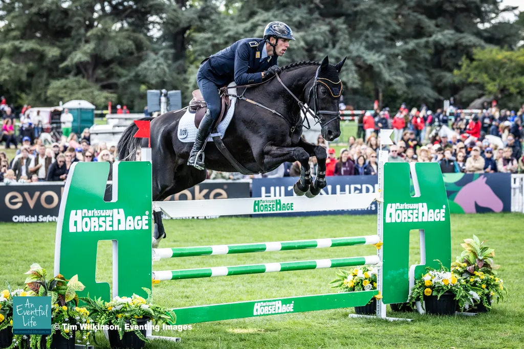 Jerome Robine (GER) rides Black Ice during showjumping at the 2025 FEI Eventing European Championship at Blenheim Palace | An Eventful Life