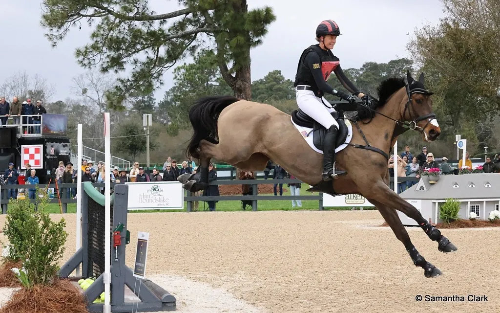 Caroline Pamukcu rides Kings Especiale during cross country at 2026 Grand-Prix Eventing Showcase, Bruce’s Field, Aiken, USA | An Eventful Life