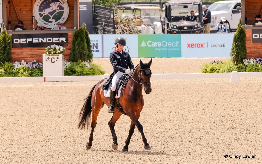Tom McEwen rides Brookfield Quality during dressage for the CCI5* eventing at Kentucky Three Day Event 2026 | An Eventful Life