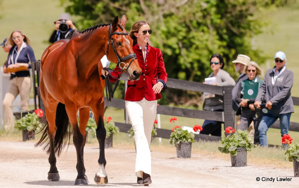 Monica Spencer presents Artist during the first horse inspection for the CCI5* eventing at Kentucky Three Day Event 2026 | An Eventful Life