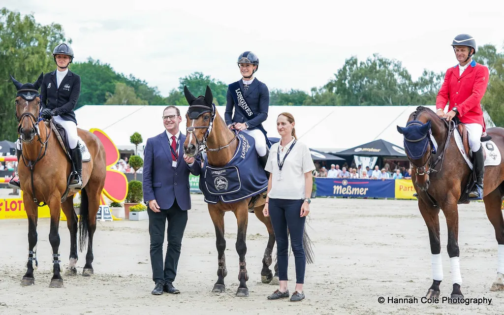 Caroline Harris, Emily King and Boyd Martin during presentations for the CCI5* eventing at 2026 Longines Luhmuhlen Horse Trials, Germany, 17-21 June 2026 | An Eventful Life