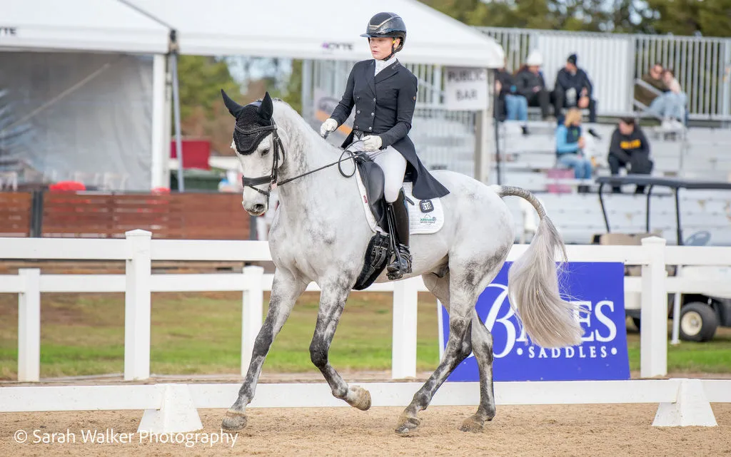 Hannah Rockwell rides Hermes Des Brandieres during dressage in the CCI3*-L eventing at the Melbourne International 3 Day Event June 2026 | An Eventful Life